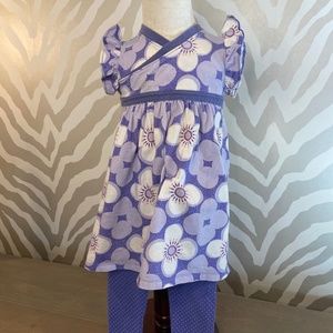 Tea Collection Lavender Floral Dress with leggings
